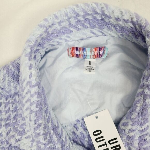 NEW Urban Outfitters Shacket S Purple Blue Woven Knit Oversized Button-Front Top - Picture 4 of 13
